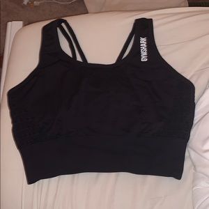Black gym shark crop top